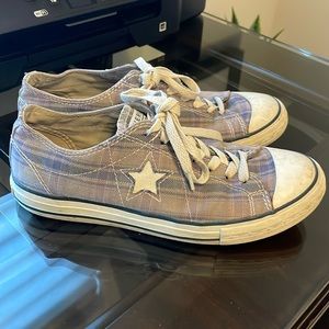 Converse One Star gray / blue low top shoes sneakers tennis tennies Size 9  EUC